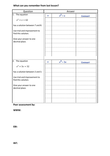 Starter: recap trial and improvement