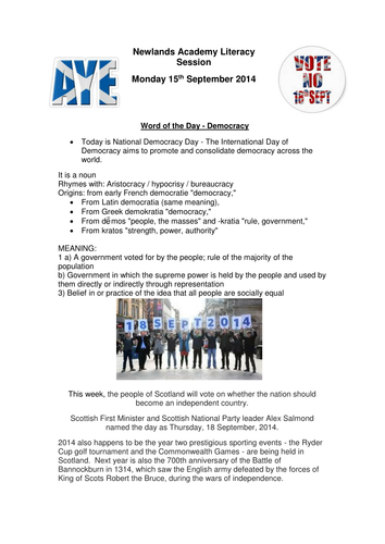 The Scottish Independence Vote Activity