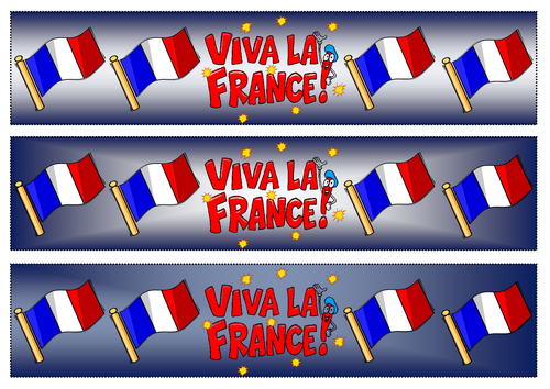 Flag of France Themed Cut-out Borders