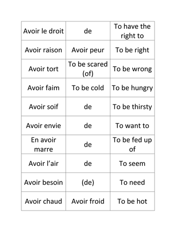 Expressions with Avoir