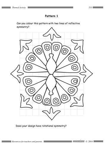 Peacock Symmetry colouring exercise