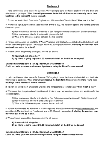 Pizza Express Addition and Subtraction