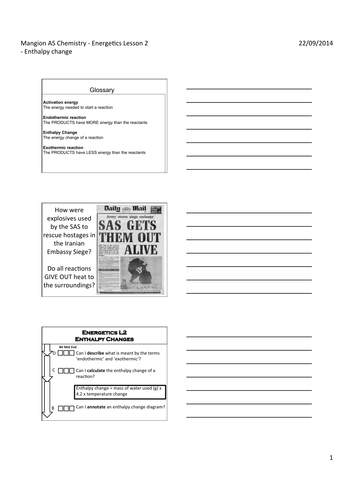 Exothermic endothermic enthalpy reactions KS4 KS5