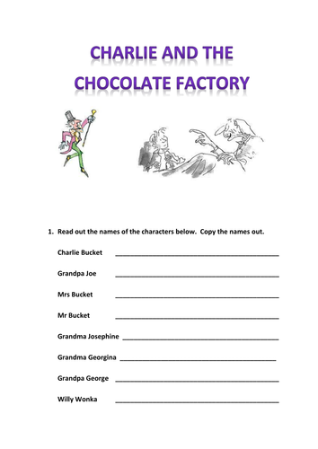 Charlie And The Chocolate Factory themed Worksheet Teaching Resources