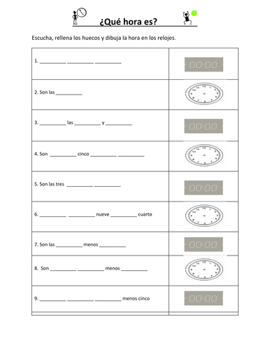 Dictado - ¿Qué hora es?