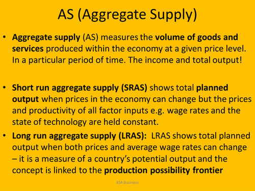 Lesson 5 Aggregate/Demand Supply continued