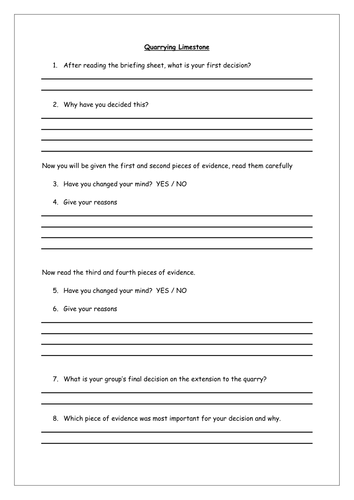 Quarrying Limestone debate | Teaching Resources