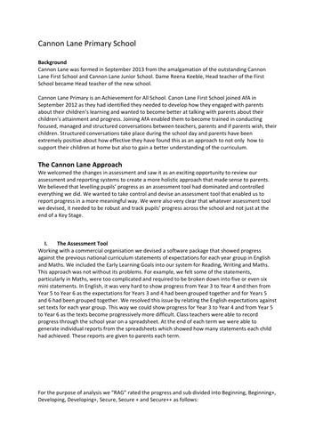 Cannon Lane Primary School - Assessment Tool