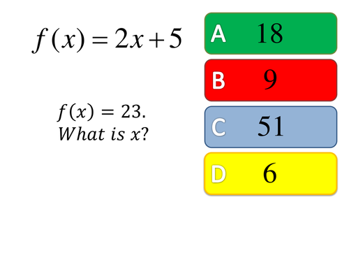 Functions multiple choice starter
