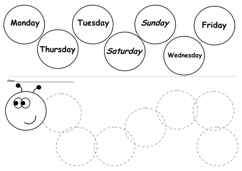 Days of the Week Caterpillar by lwalsh75 - Teaching Resources - Tes