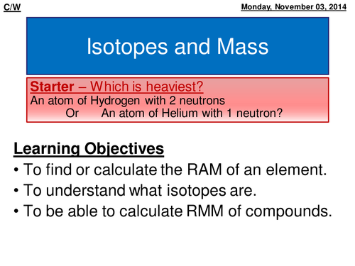 Isotopes and Mass