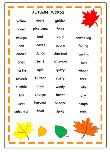 Autumn Word Mat Teaching Resources