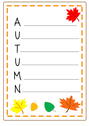 Autumn poem blank work sheet