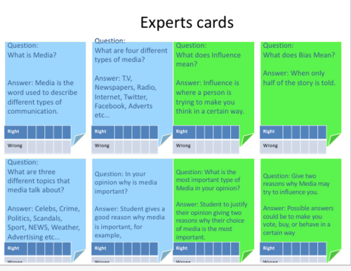 Kagan / Blooms Differentiated Quiz Trade cards