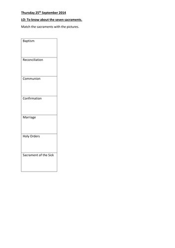 Seven Sacraments | Teaching Resources