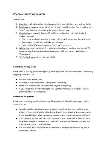 communication sessions - EAL, SEN, timid