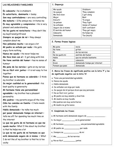 KS3 Spanish ; Family relationships by gianfrancoconti1966 - Teaching ...