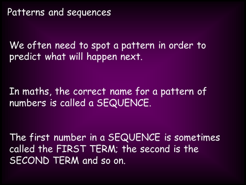 Number patterns and sequences