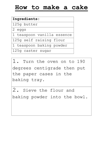 Year 2 Instructions Lesson Plan