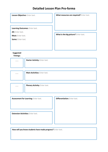 Lesson plan pro-formas by TES Resource Team - Teaching Resources - Tes