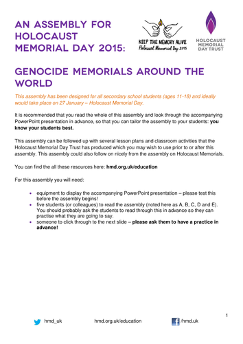 Holocaust Memorial Day 2015 - Genocide Memorials