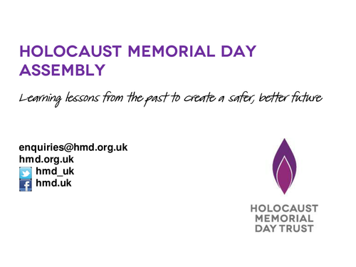 Assembly for KS2 for Holocaust Memorial Day 2015