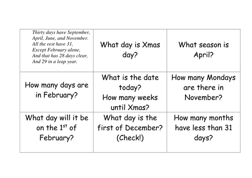 CALENDAR TIME | Teaching Resources