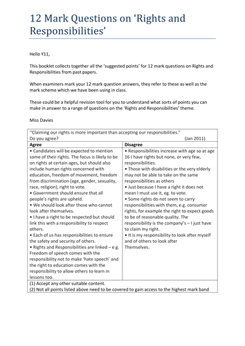 GCSE Citizenship Edexcel 12 mark Qs handout