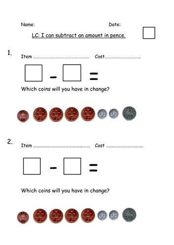 adding and subtracting money teaching resources