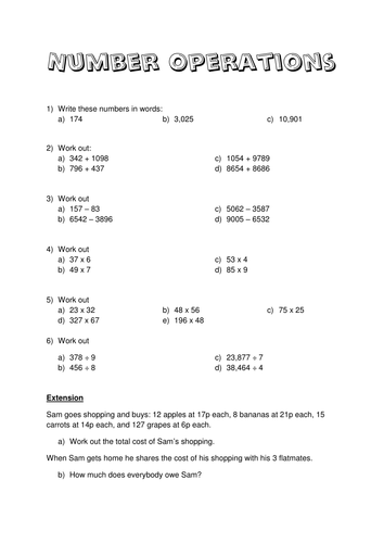 Add, subtract, multiply and divide