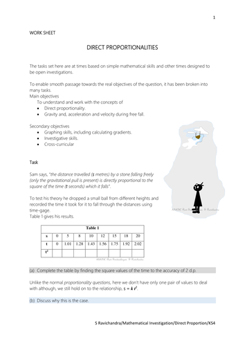 Direct Proportion; an Investigative Approach