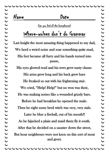 halloween homophone poem teaching resources