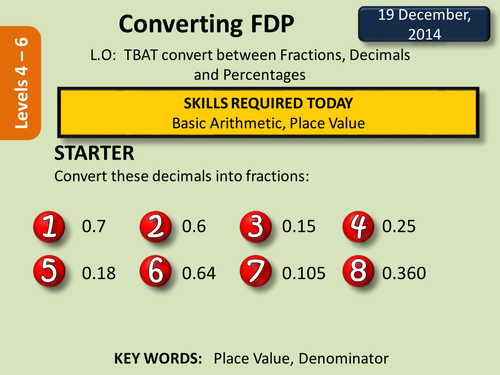 Fractions, Percentages, Decimals