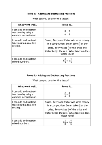 Adding and Subtracting Fractions