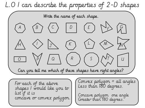 differentiated polygon worksheet and notebook teaching resources