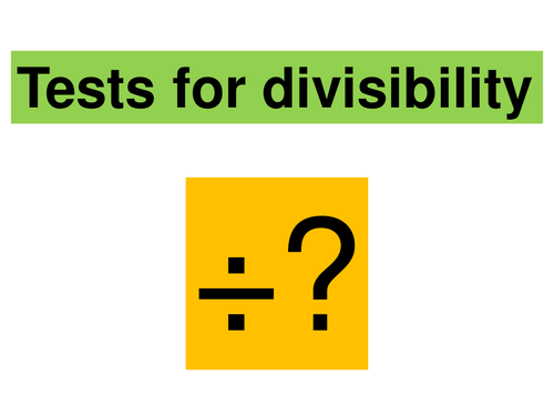 Tests for divisibility