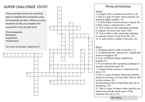 Differentiated Separation & dissolving crosswords