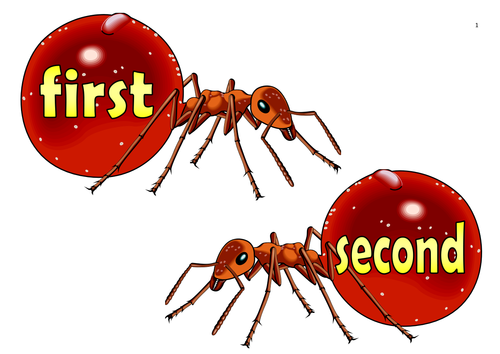 Red Ants Themed Ordinal Numbers and in Words