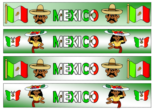Flag of Mexico Themed Cut-out Borders