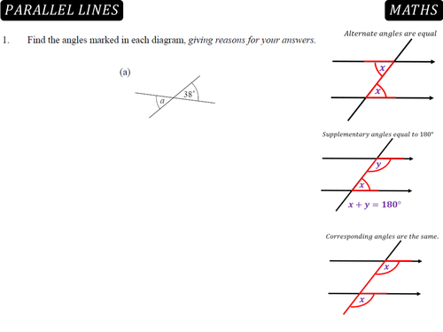 Line Art With Lines And Angles : Angles in parallel lines by danbar teaching