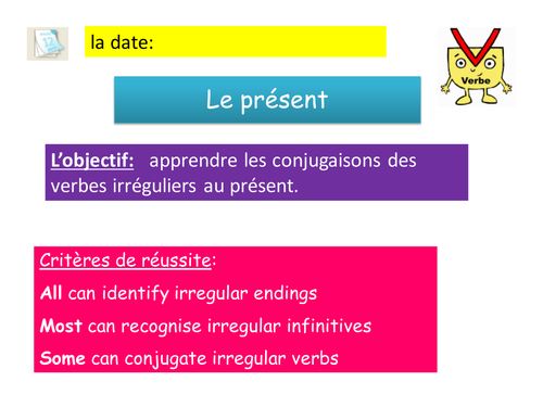 lesson on irregular present tense