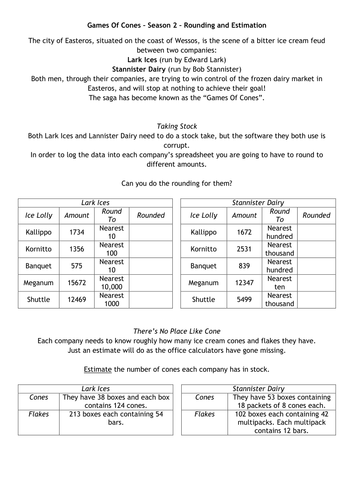 Games Of Cones - Season 2 - Rounding & Estimation