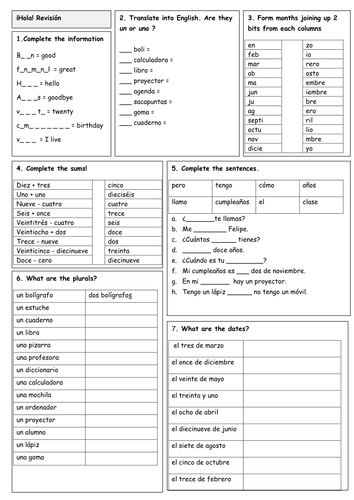 'Revision quickie' for Mira 1 Unit 1