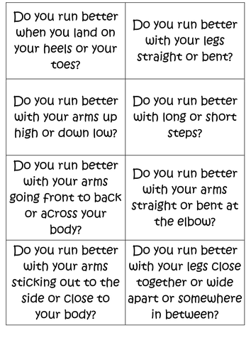 Different running style activity cards.