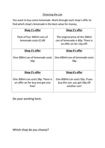 Money problems & decimals | Teaching Resources