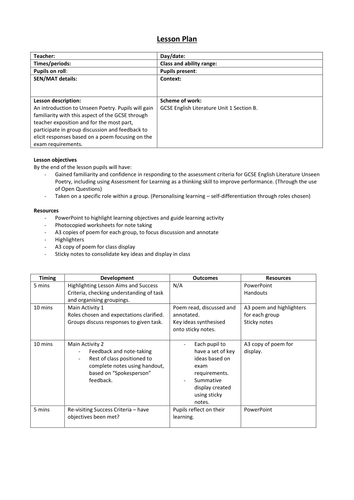 Intro to Unseen Poetry WJEC English Lit GCSE