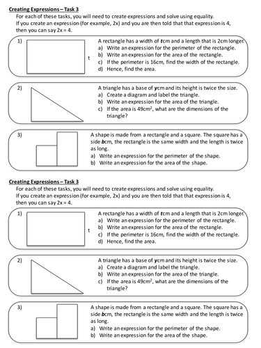 Forming Algebraic Expressions - Extension Activity