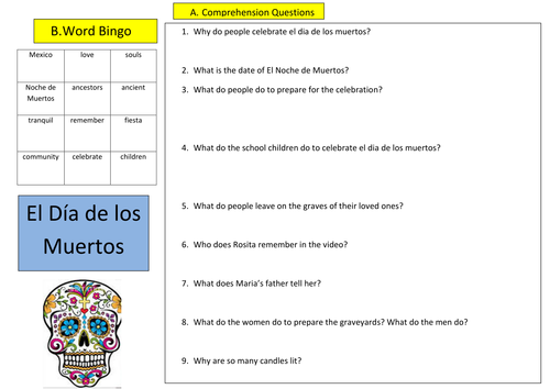 Worksheets Dia De Los Muertos Worksheets el dia de los muertos by emilyhoyal teaching resources tes worksheet doc