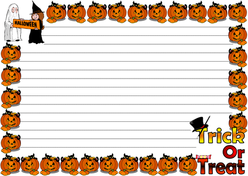 Trick Or Treat Themed Lined paper and pageborders