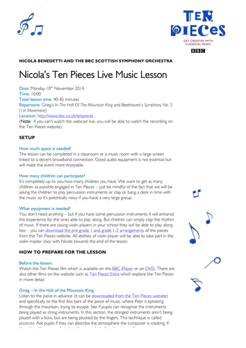 Nicola Benedetti’s Ten Pieces live music lesson